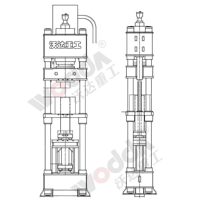 800噸(dūn)石墨匣(xiá)缽(bō)成型液壓機(jī)外形(xíng)圖